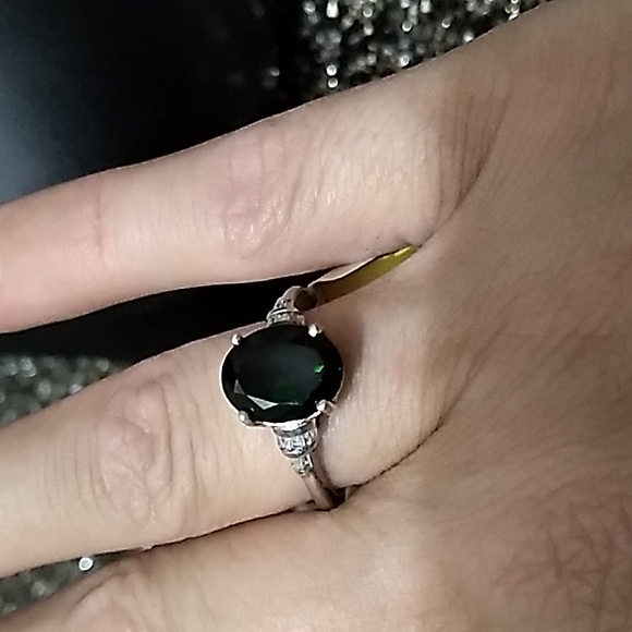 Natural Chrome Russian Diopside Diamond Baguette White Silver - Picture 13 of 15